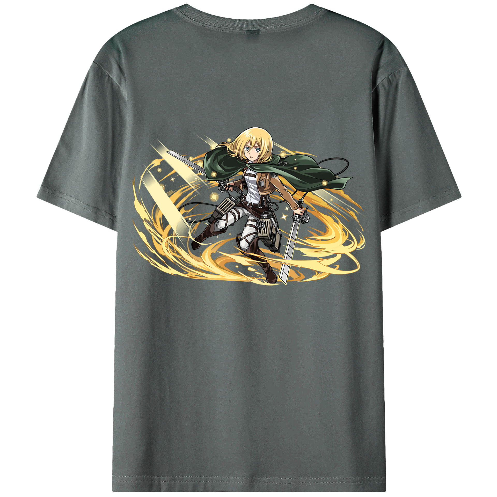 （画像用） 進撃の巨人 クリスタ·レンズ Attack on Titan Christa Lenz 綿100％ メンズ半袖Tシャツ（バックプリント） 通気性